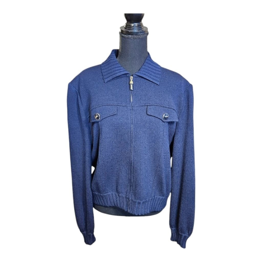 Women's St. John Knit Jacket, Size M, Dark Blue